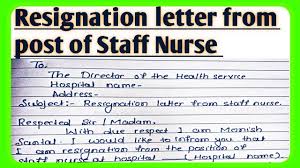 resignation letter form the staff nurse