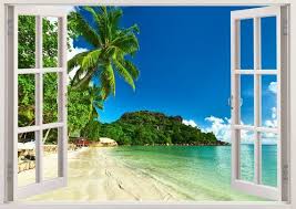Tropical Beach Wall Sticker 3d Window