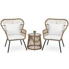 Outdoor Wicker W 2 Chairs Cushions