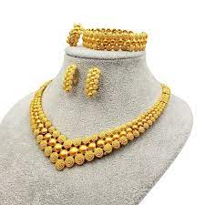 24k dubai gold plated earrings necklace