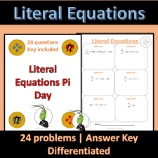 Pi Day Circles Literal Equations Classful