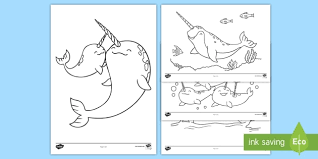 Free narwhal coloring page printable. Narwhal Coloring Pages Teacher Made