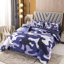6 Pcs Blue Camo Comforter Set Twin Bed