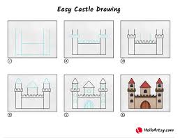 easy castle drawing oartsy