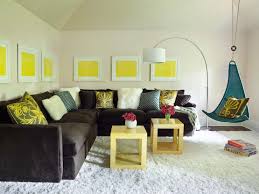brown and yellow family rooms