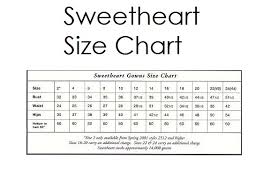 Sweetheart Size Chart Masako Formals Hawaii