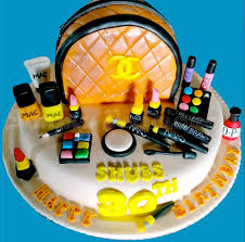 make up theme cake with chanel purse