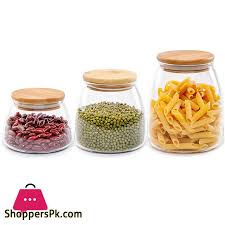 Buy 3 Piece Glass Jars Canisters Set