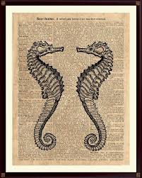 Seahorse Print Sea Horse Poster Coastal