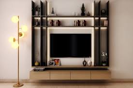 Tv Unit Design With Glossy Beige
