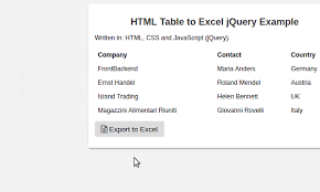 export html table to excel using jquery