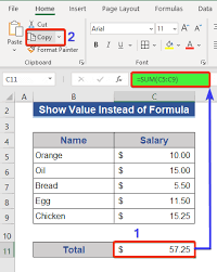 show value instead of formula in excel