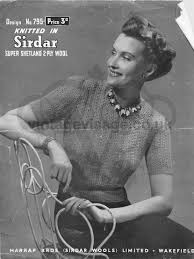 Nice lace pattern that is easy to memorize. Vintage 1940s Knitting Pattern Pretty Wartime Lace Stitch Sweater 2 Ply
