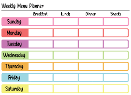 printable weekly dinner menu planner