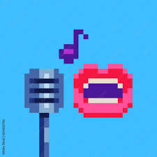 sing pixel art icon microphone lips