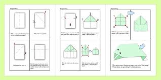Where the diagonal creases meet in the middle, fold the paper backwards, crease well and open. Origami Sheet Activity Worksheet Frog