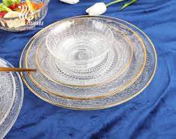 Glass Plate Clear With Engraved Pattern