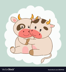 cute sweet love cartoon couple cows