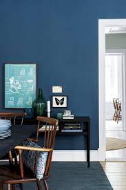 blue wall color and contrast interior