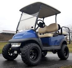 48v Lifted Electric Golf Cart Club Car Precedent Blue Mud Monster With Rear Flip Seat Light Kit
