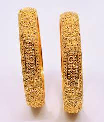 22k gold broad filigree bangles