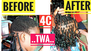 how to box braid short 4c twa hair