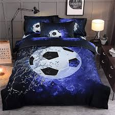 Blue Flame Soccer Bedding Set For