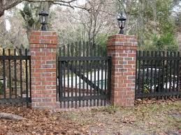 custom picket fence with brick columns