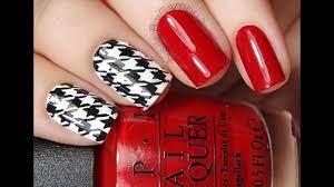 houndstooth nail art hand painting