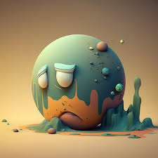 cartoon of a sad planet with a sad face