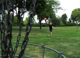The park has huge oak and pine trees. Disc Golf City Of Sioux Falls