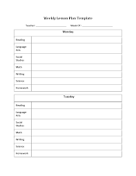 Lesson Plan Template Multiple Subject Weekly Lesson Plan