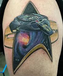 Nice, i would like that but in my chest, in the place it should go in the uniform. Awesome Star Trek Tattoo On Shoulder By Revolt Tattoos