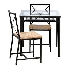 ikea table and 2 chairs black glass