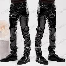 men gothic pvc pants long shiny club