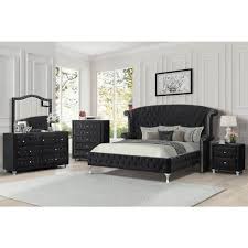 Black Velvet Queen Bedroom Set