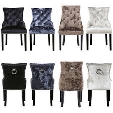 2 x luxury grey velvet dining chairs with chrome lion head door knocker and legs. Upholstered 2pcs Dining Chair Crushed Velvet With Pull Ring Knocker Studs Chair Ebay