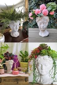 Large Grecian Bust Face Planter Pot For