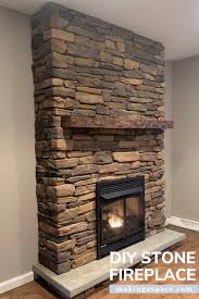 barnwood mantle stone fireplace diy