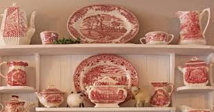 Red And White Transferware Display