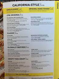 menu of california pizza kitchen