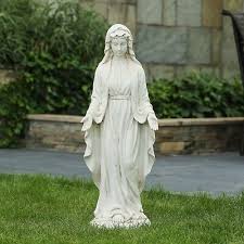 Virgin Mary Garden Statue Off White