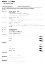 Personal Trainer Resume Sample Templates Free Template
