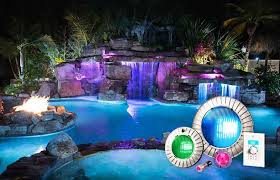 pool spa and backyard lights