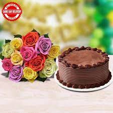 chocolate cake roses send