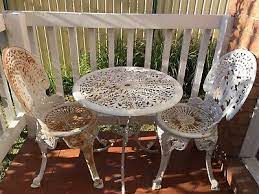 Vintage Cast Iron Table 2 Chairs