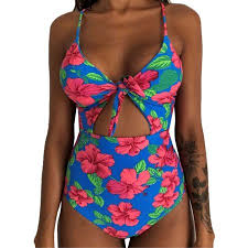 Women One Piece Pool Beach Bikini Monokini Swimsuit Floral Swimming Bathing Suit