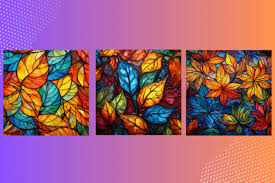 Stained Glass Fall Leaves Backgrounds