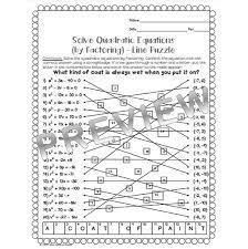 Quadratic Equation By Factoring Riddle