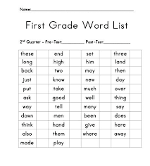 1st Grade Sight Words 1st Grade Dolch Sight Word Checklist